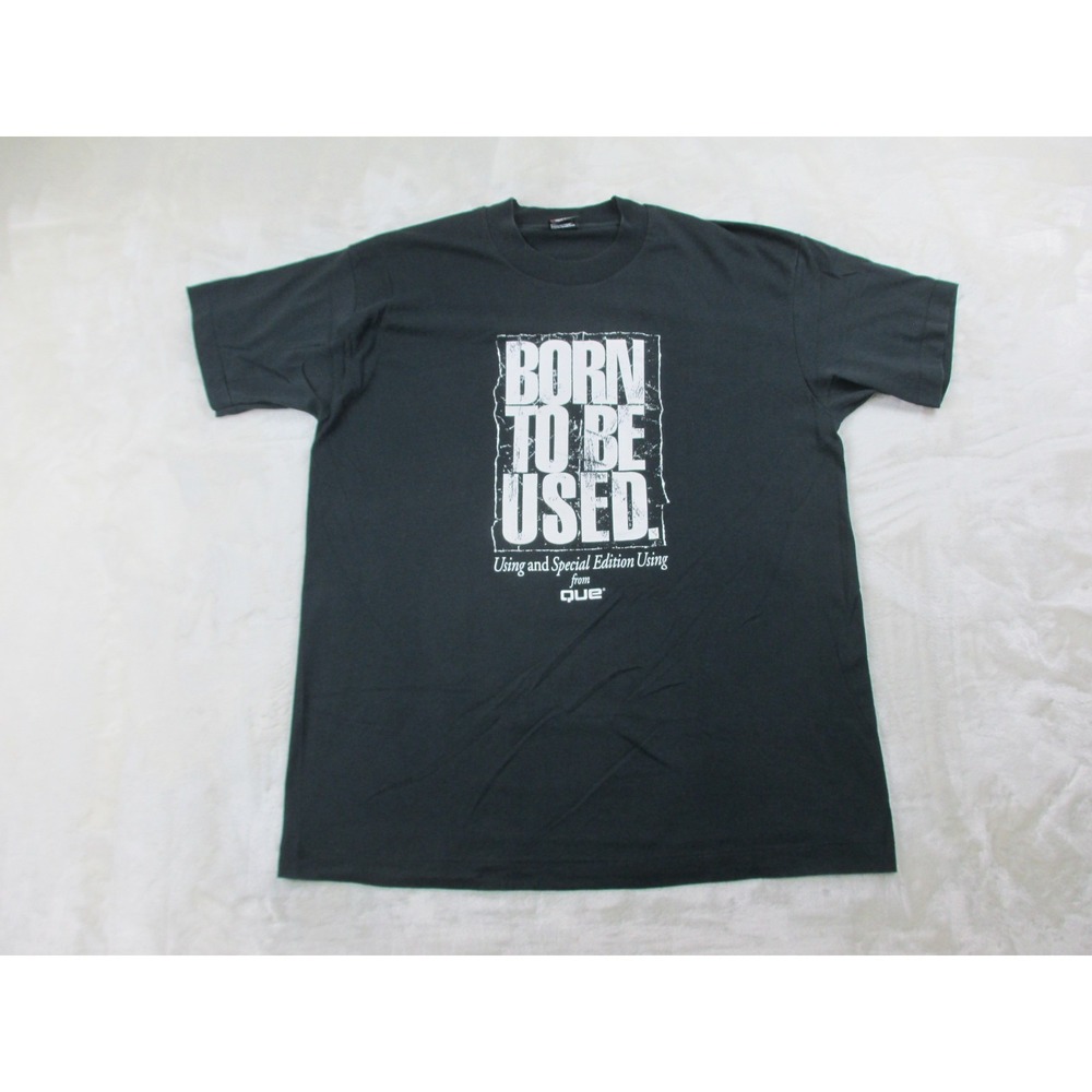 VINTAGE Screen Stars Shirt Mens Extra Large Black Born To Be Used Que USA 90s*